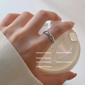 冷淡风~法式金属感戒指开口可调节ins2022年潮网红手饰银色指环