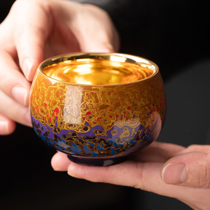 梦南州漆器鎏金茶杯主人杯大漆茶具高档纯手工天然喝茶中式复古