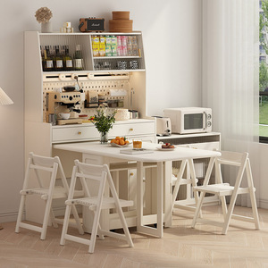 餐桌餐边柜椅子组合一体多功能可折叠伸缩家用小户型日式实木桌子