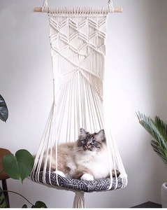 北欧风手工编织挂毯猫窝猫咪吊床软窝猫吊篮猫秋千吊椅悬挂式猫架
