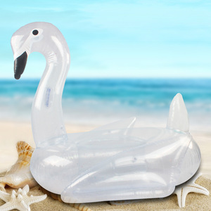 透明亮片白天鹅坐骑成人漂浮床气垫玩具海边泳池泳圈充气动物坐骑