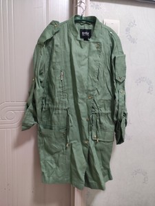 【促销款】ONL树篱绿亚麻风衣外套