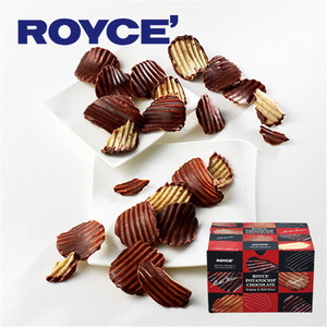 日本 特产零食北海道手信 ROYCE巧克力薯片原味+黑巧克力 礼盒装