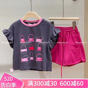 现货韩国设计师品牌童装2024女童夏装套装洋气运动儿童短袖两件套