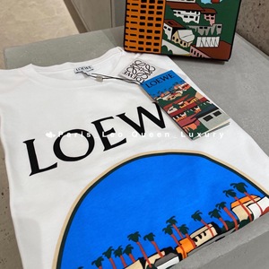 代购 Loewe/罗意威 20秋季新款 女士圆领印花图案白色棉质短袖T恤
