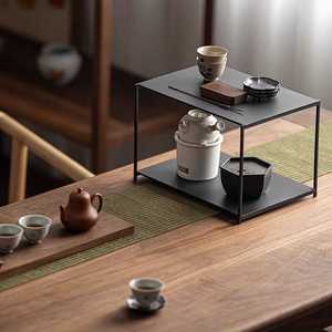 铁艺茶棚茶具收纳架置物架手工纯铁日式茶盘简约风复古博古架
