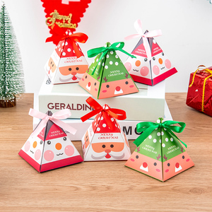 新款韩式创意礼物盒圣诞小糖果包装盒子折叠式礼品盒烘焙三角纸盒