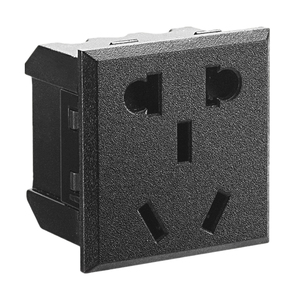 嵌入式新国标五孔桌面AC电源插座模块 黑色10A二三插带安全门插座