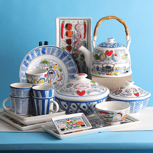 BLOND陶瓷水杯茶壶碗碟家用餐具荷兰出口卡通亚洲系列套泡面碗盘