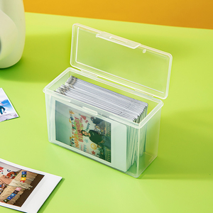 明信片收纳盒子桌面透明装放照片相片卡片的盒子长方形信件储物盒