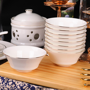 欧式金边东洋碗九龙碗韩式碗酒店摆台餐具新翅碗中式宫廷风家用碗