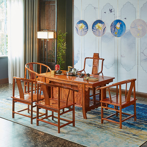 红木茶桌椅组合花梨木新中式将军茶台实木刺猬紫檀家具小型泡茶几