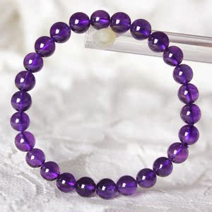 子如水晶 极品顶级收藏乌拉圭天然紫水晶手链 浓紫
