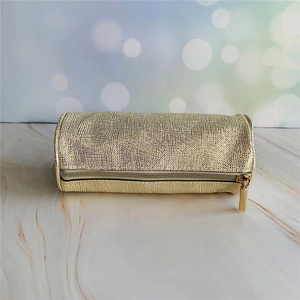 雅诗兰黛白金系列椭圆形金色化妆包手拿包口红包零钱包收纳包笔袋