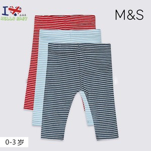 英国M&S马莎代购玛莎3条装女童宝宝纯棉松紧腰紧身打底长裤