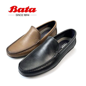 BATA/拔佳男鞋2023夏季平跟套脚舒适单鞋休闲透气真皮乐福鞋M9021