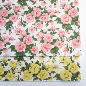 1.6米宽幅 大玫瑰花 纯棉印花斜纹布料 床品手工桌布棉面料