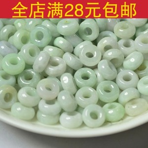 20个】8-10mm天然翡翠A货玉石小圆圈加厚玉环大孔算盘珠车轮