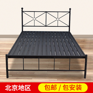 简约铁艺经济型北欧床15米双人铁艺床出租房单人床北京管安装板床