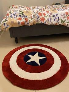 美国队长地毯客厅卧室沙发床边潮流圆形地毯手工简约加厚羊毛圆毯