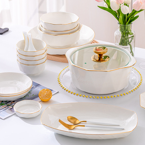 陶瓷碗家用单个现代简约轻奢乌兰茶晶微波炉米饭碗汤面碗碟盘自选