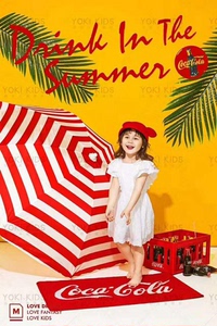 儿童摄影道具可乐箱红色沙滩椅拍照道具个性条纹伞摄影沙滩伞