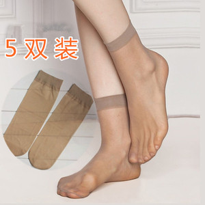 梦娜品彩包芯丝12D 超薄脚尖透明短袜女 短丝袜对对袜5双装