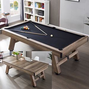台球桌标准型家用室内三合一多功能大理石 美式 黑八成人桌球台子