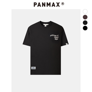 PANMAX大码短袖美式潮牌T恤简约宽松加大加肥胖男生半袖夏装潮男