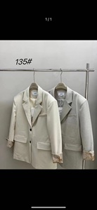 米索韩国东大门撞色亚麻西装外套女春季高级感气质休闲西服24135
