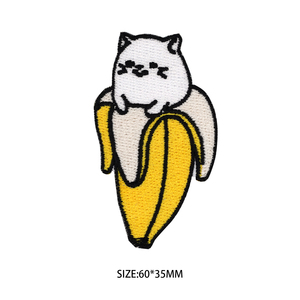 香蕉小猫咪卡通动物动漫创意羽绒校服装饰刺绣修补布贴可缝魔术贴
