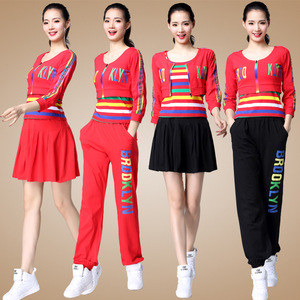 杨丽萍曳步舞广场舞服装 新款套装 运动女健身鬼步舞三件套表演服