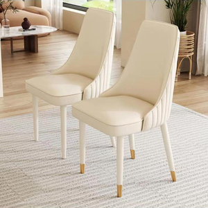 奶油风白色法式餐椅小户型轻奢现代简约皮质餐桌椅子家用化妆凳子