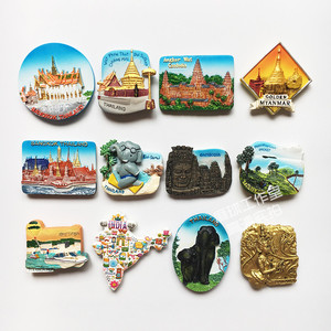 泰国柬埔寨缅甸印度马尔代夫巴厘岛立体冰箱贴磁贴创意旅游纪念品