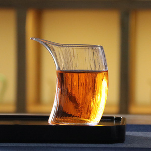 加厚玻璃锤纹公道杯鹰嘴茶杯树桩纹半月公道杯分茶杯高硼硅日式