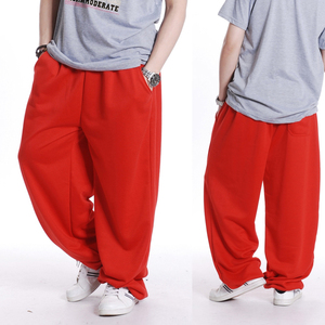 男女学生嘻哈街舞红裤子青年hiphop肥大卫裤男士运动跑酷休闲长裤