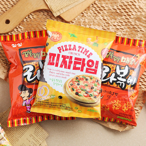 韩国进口YEM牌拉面形辣炒年糕味脆卷零食小吃披萨味饼干膨化食品