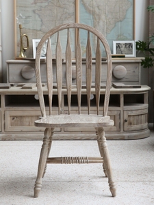 法式美式英式大温莎椅子实木橡木风化复古做旧侘寂风田园乡村自然