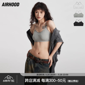 AIRHOOD 吊带内衣性感交叉带薄杯无钢圈美背带胸垫文胸罩小背心女