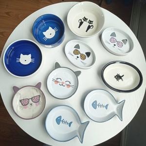 出口外单 可爱陶瓷宠物碗  喵星人零食碗 猫猫罐头碗猫粮碗
