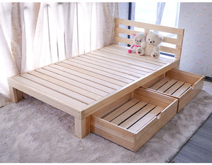 特价实木儿童床松木床单人床双人床韩式板床公主床 储物床