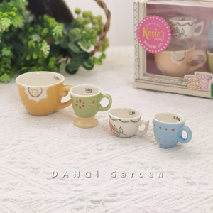 DANQi Garden出口四件套迷你量杯食玩小水杯陶瓷手绘家用餐具调料