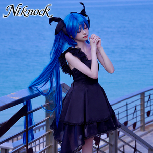 妮可妮蔻：初音未来cos 深海少女 MIKU黑色连衣裙cosplay服