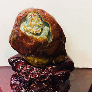 缅甸翡翠小摆件达摩原石雕刻正品天然黄翡佛像玉雕工艺品精品
