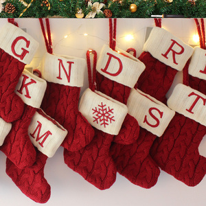 外贸出口圣诞袜子礼物袋圣诞节装饰用品挂饰立体毛线袜儿童小袜子