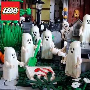 LEGO乐高通用夜光幽灵狗人仔gen043德古拉万圣节鬼屋头套2024玩具
