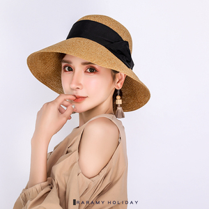 啦啦蜜 孙娘娘同款加深大头围夏季大沿盆帽女 日本精致可折叠草帽