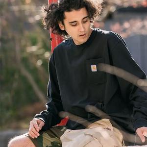 Carhartt K126 卡哈特经典宽松口袋长袖男生圆领休闲春秋打底衫