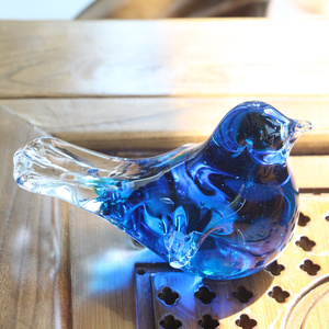 博山琉璃小鸟摆件喜鹊玻璃手工艺品书桌镇纸生日礼物创意装饰造景