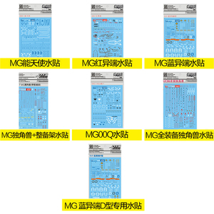 大林水贴MG 1/100 蓝异端 红异端 D型 量子00Q 能天使 全装独角兽